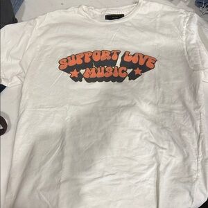 White Graphic Tee with Orange Print
